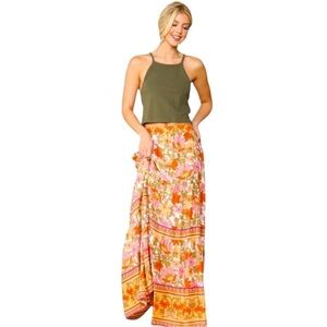 GIGIO Marilee Chic bohemian Floral
wide elastic waist eye catching Maxi Skirt